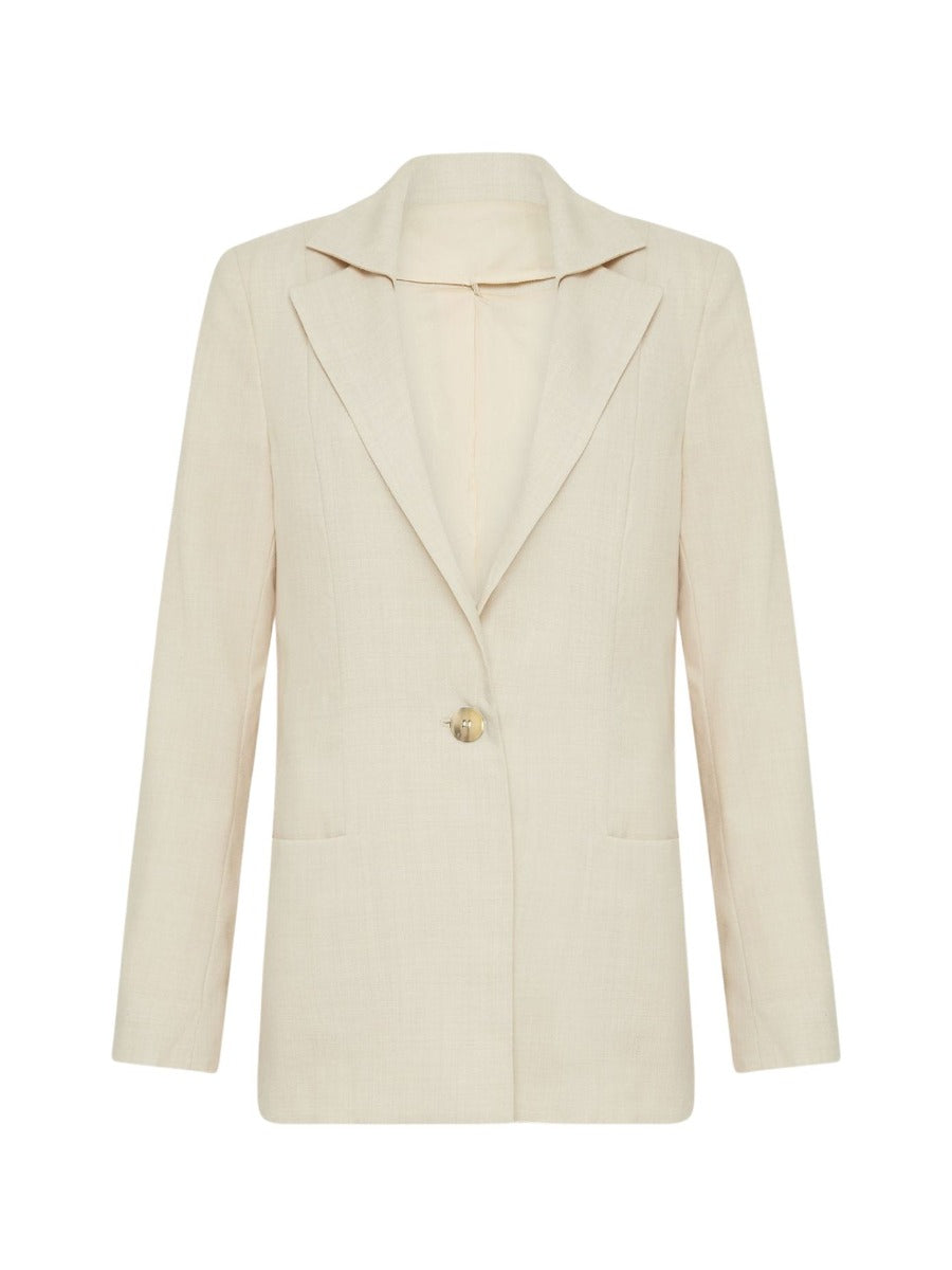 Wool Detachable Collar Blazer Fog