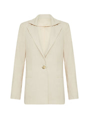 Wool Detachable Collar Blazer Fog