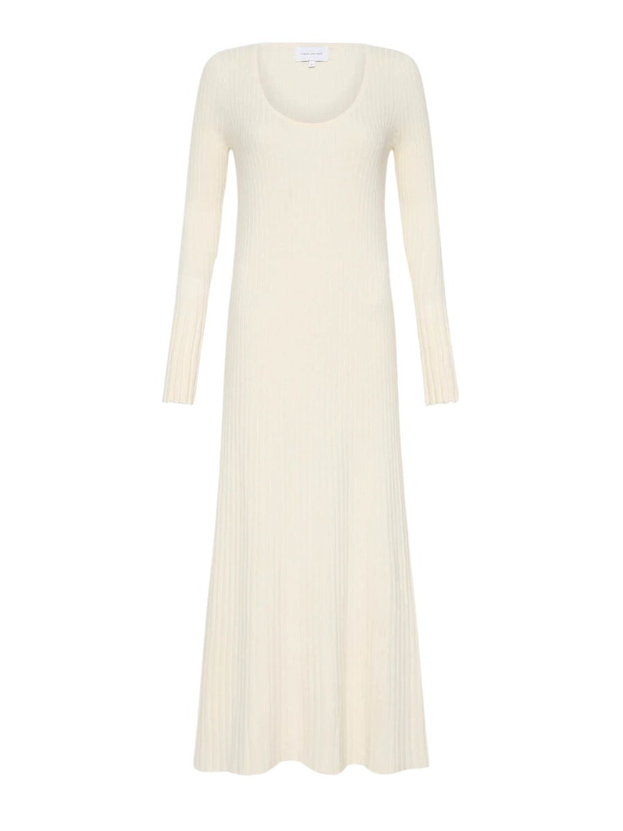 The Scoop Neck Cleo Dress Cream Cotton