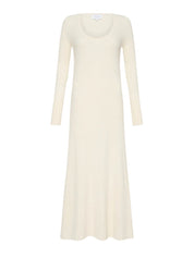 The Scoop Neck Cleo Dress Cream Cotton