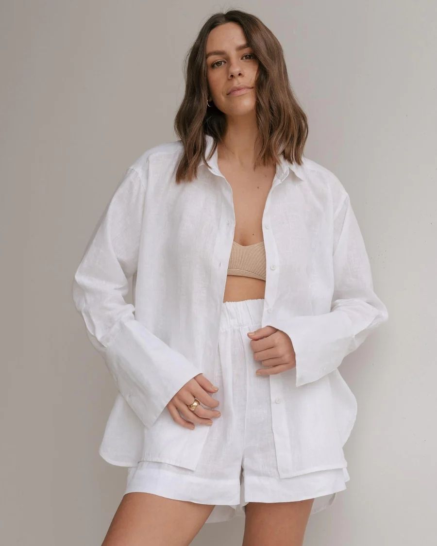 Linen Lounge Shirt White