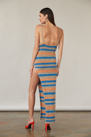 Cindy Dress Lapis Tuscan Stripe