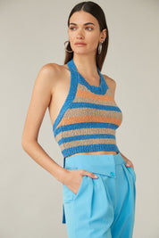 Marie Crop Lapis Tuscan Stripe