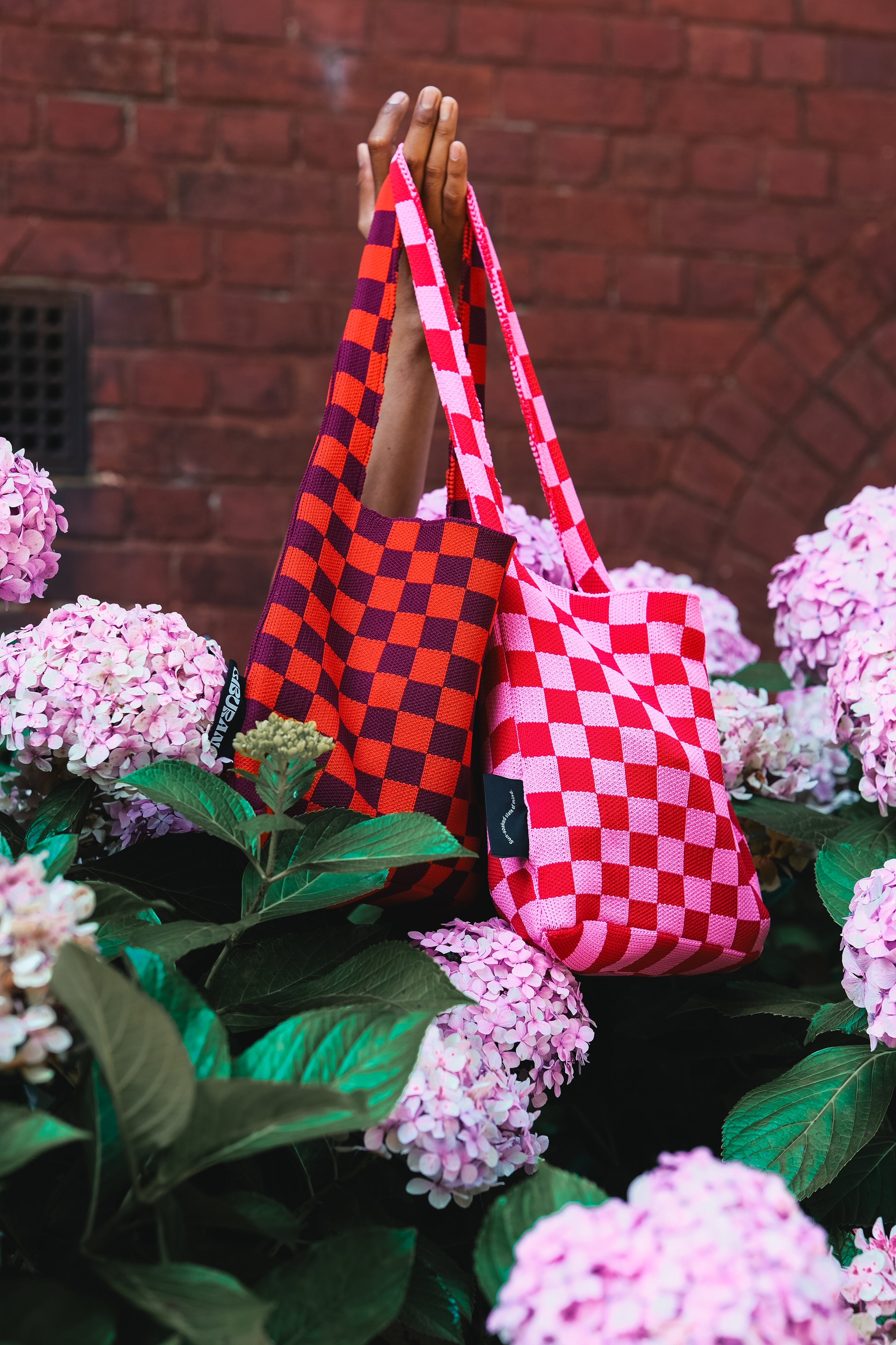 Liburan XS Checkered Tote Bag Tangelo/Lavender