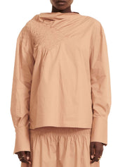 Faith Shirred Top Camel
