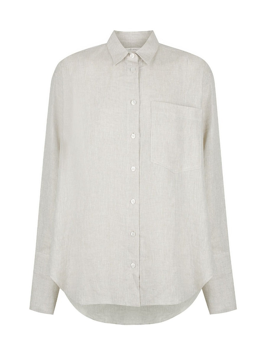 Long Sleeve Linen Pocket Shirt Oat