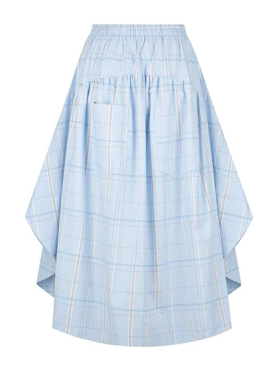 Check Gathered Circle Skirt Check