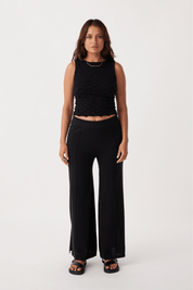 Mila Reversible Textured Tank - Black