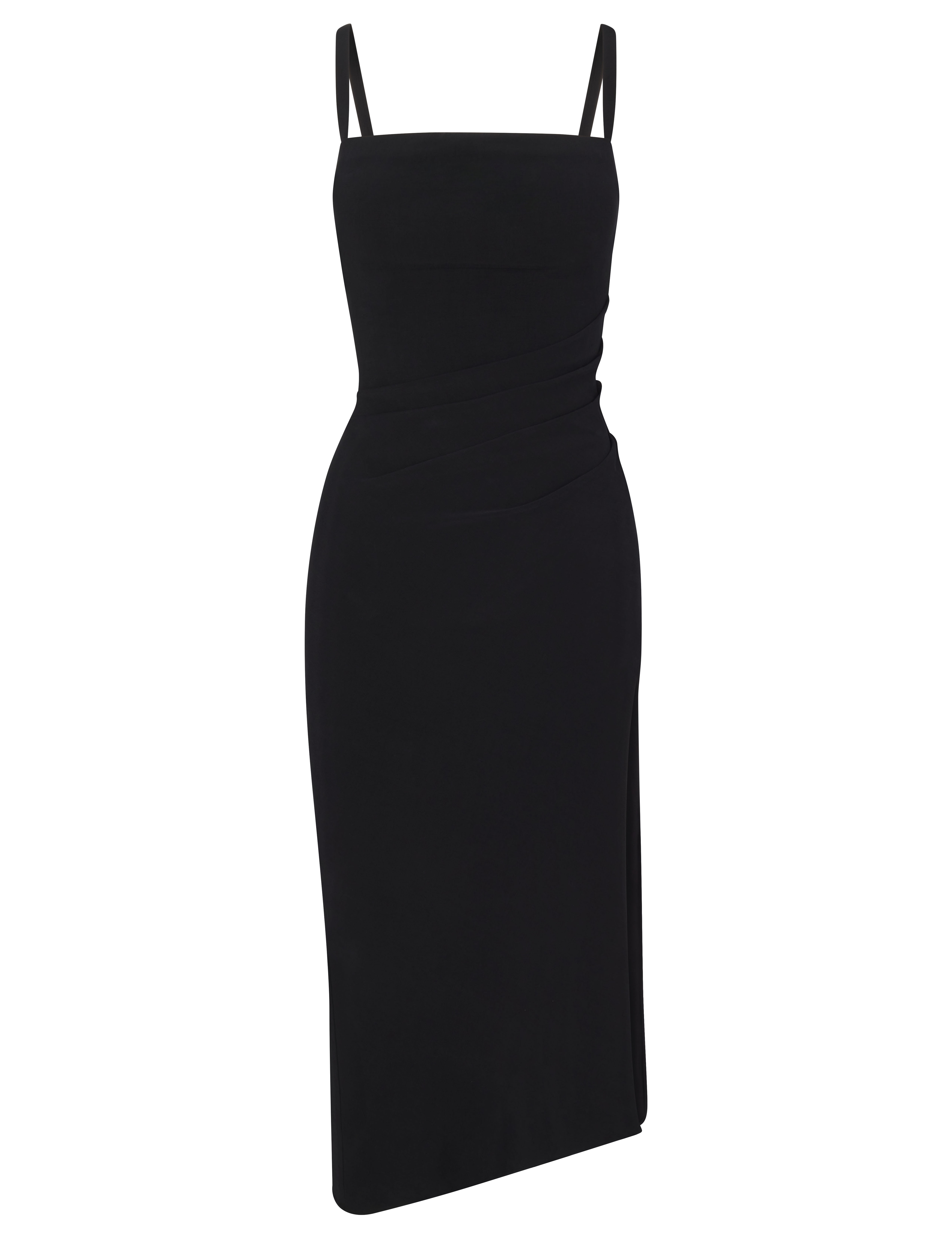 Nadege Draped Midi Dress in Stretch Cupro