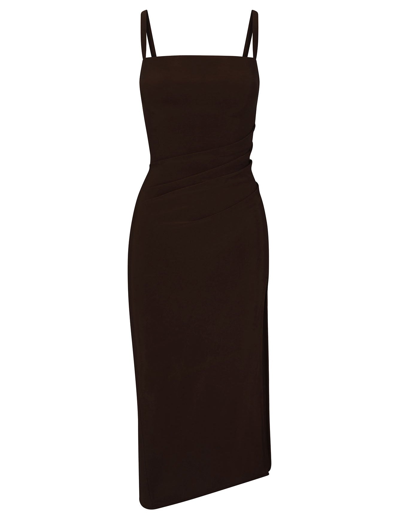 Nadege Draped Midi Dress in Stretch Cupro