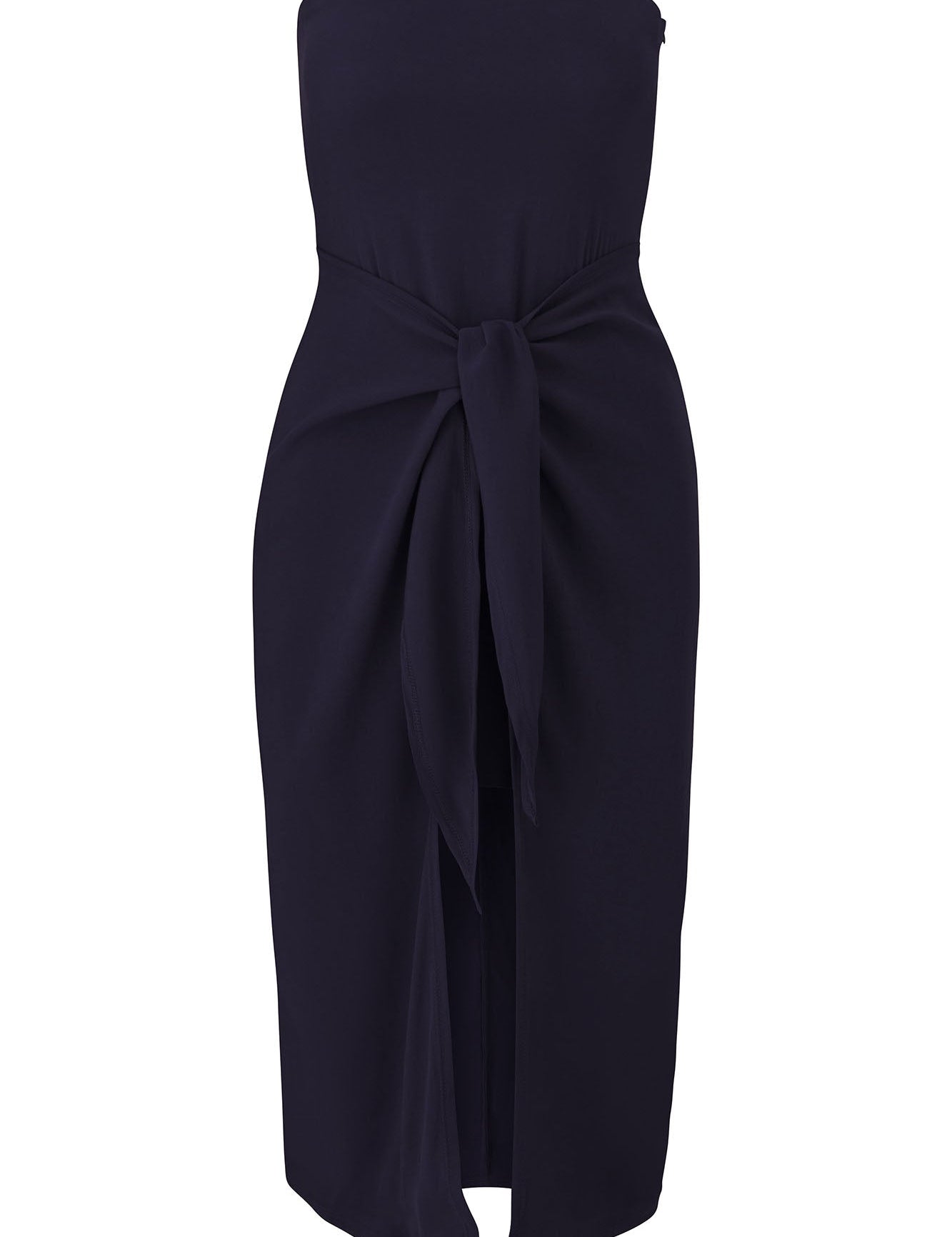 Strapless D.K. Midi Wrap Dress in Stretch Cupro