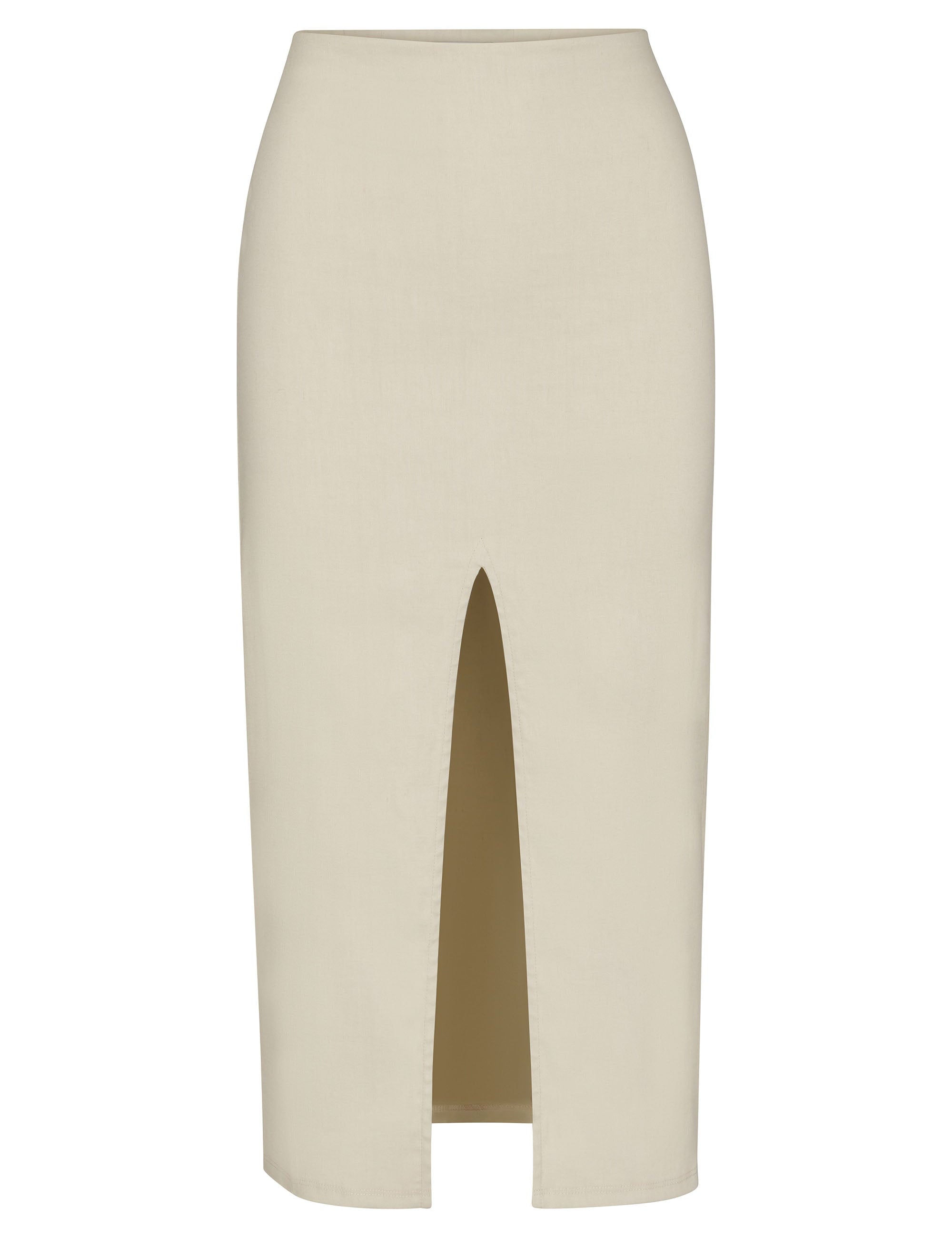 Front Slit Skirt in Stretch Linen