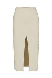 Front Slit Skirt in Stretch Linen