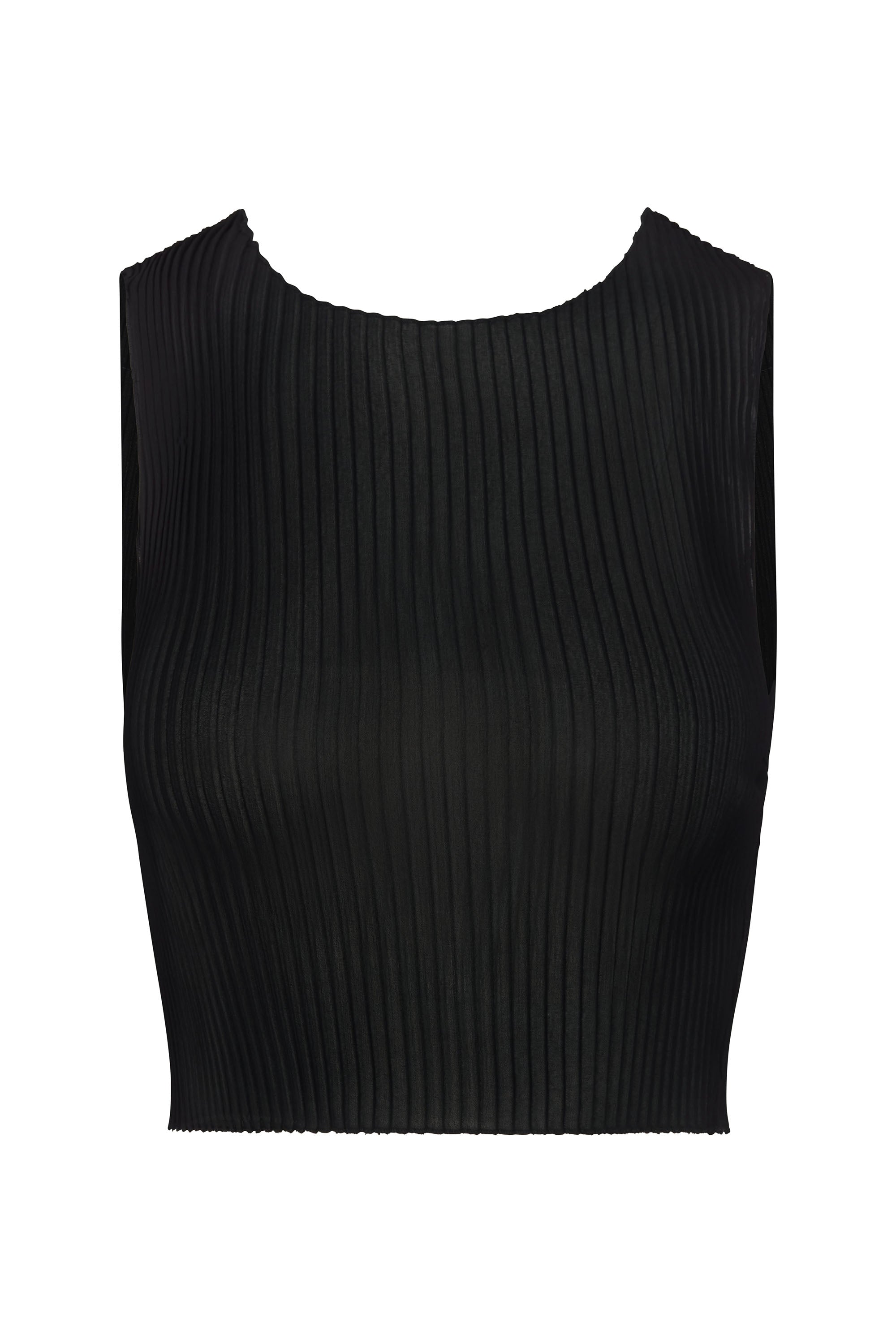 Knife Pleat Tank in Sheer  Eco-Chiffon