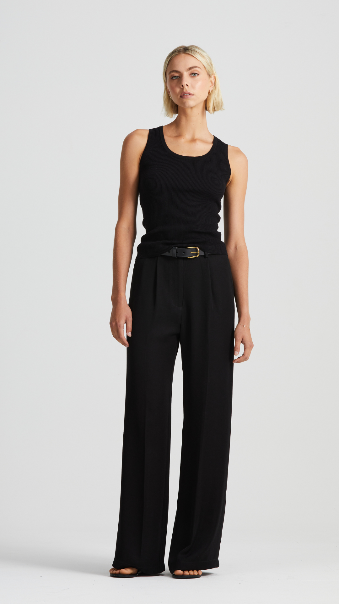 Signature Relaxed Tailored Trouser, Black Twill Tencel