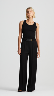 Signature Relaxed Tailored Trouser, Black Twill Tencel