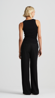 Signature Relaxed Tailored Trouser, Black Twill Tencel
