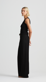 Signature Relaxed Tailored Trouser, Black Twill Tencel