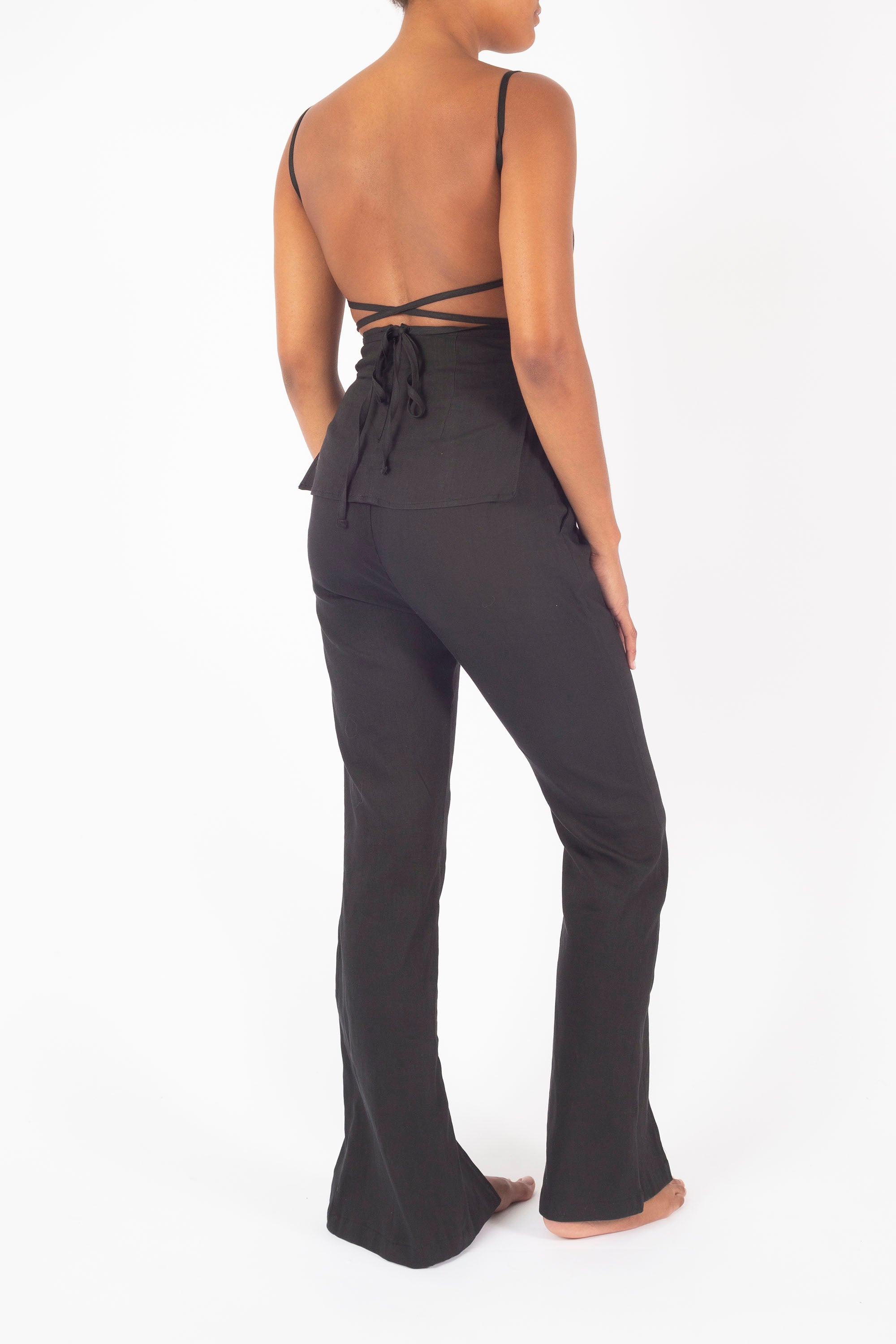 Front Slit Pant in Stretch Linen