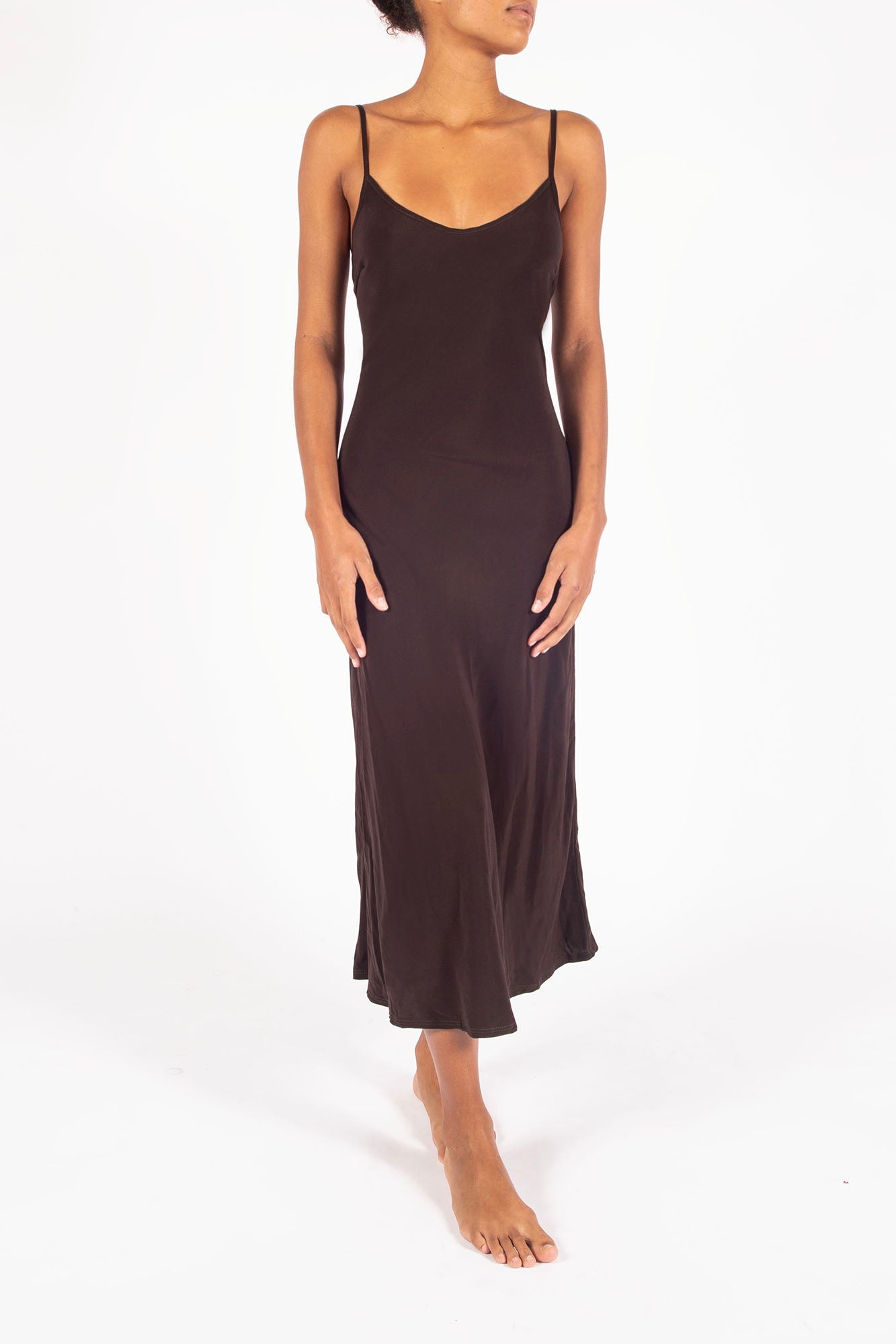 Harlow Bias Cut Slip Dress in Stretch Cupro