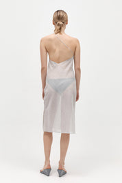 Asymmetric Slip Dress - Sheer Stripe