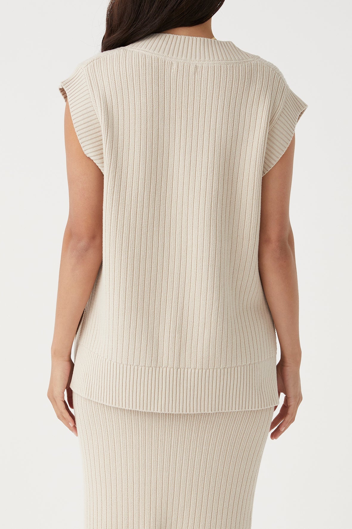 Vera Organic Knit Vest - Sand