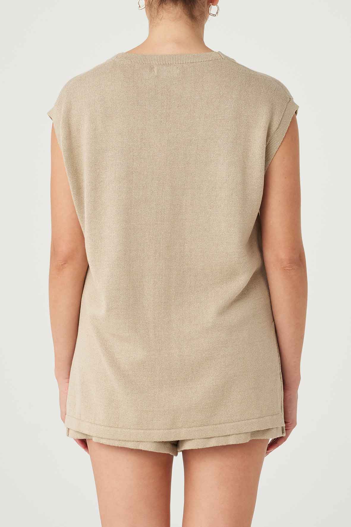 Ada Cotton Linen Vest - Taupe
