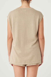 Ada Cotton Linen Vest - Taupe