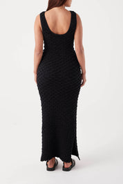 Mila Reversible Textured Maxi Dress - Black