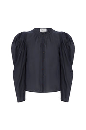 Winnie Shirt - Silk Sheer Shirt Navy