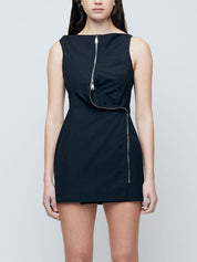 Lucie Zipper Mini Dress - Black