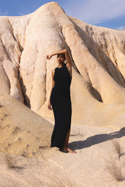 Mila Reversible Textured Maxi Dress - Black