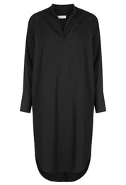 Classic Bib Shirtdress Black