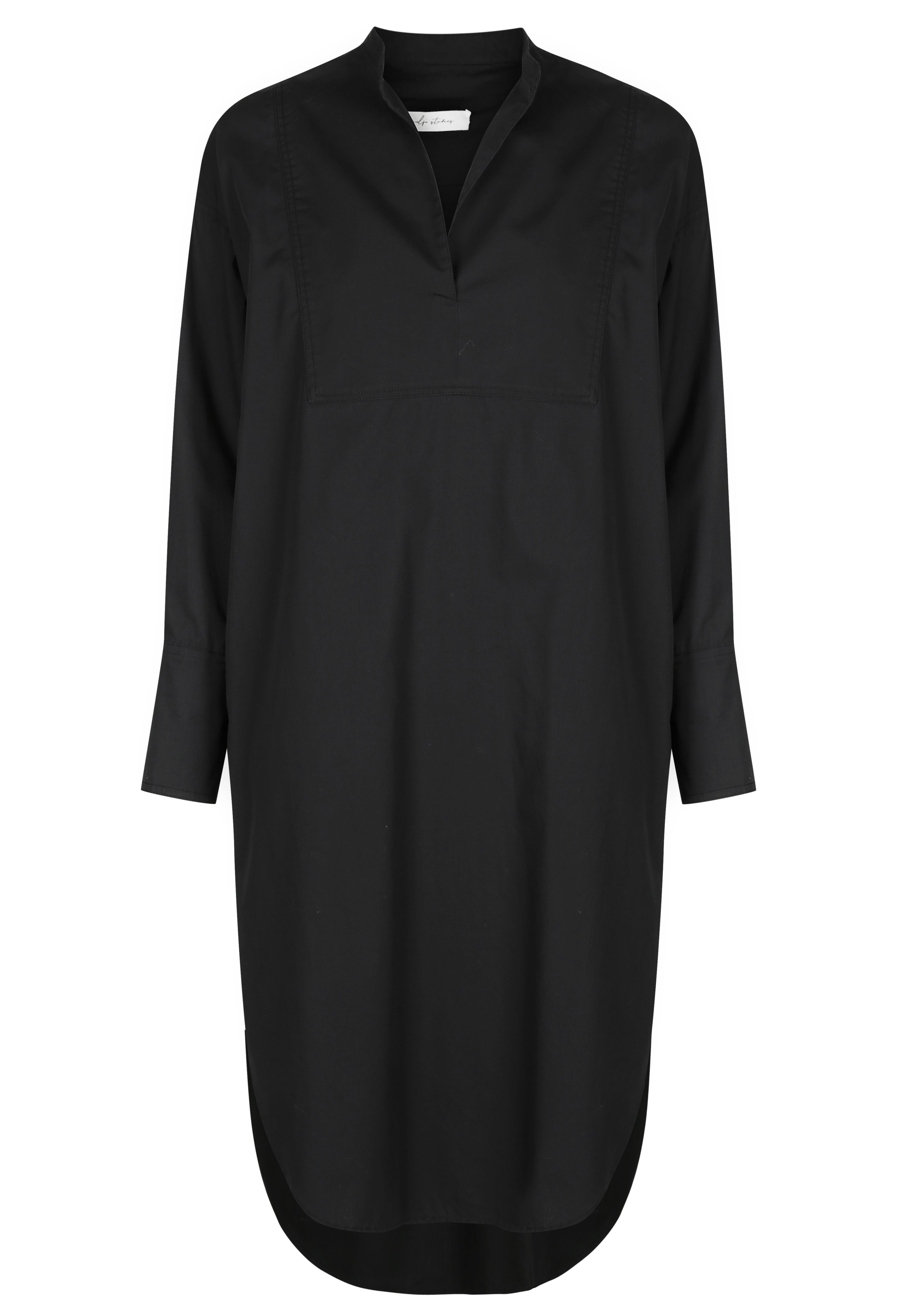 Classic Bib Shirtdress Black