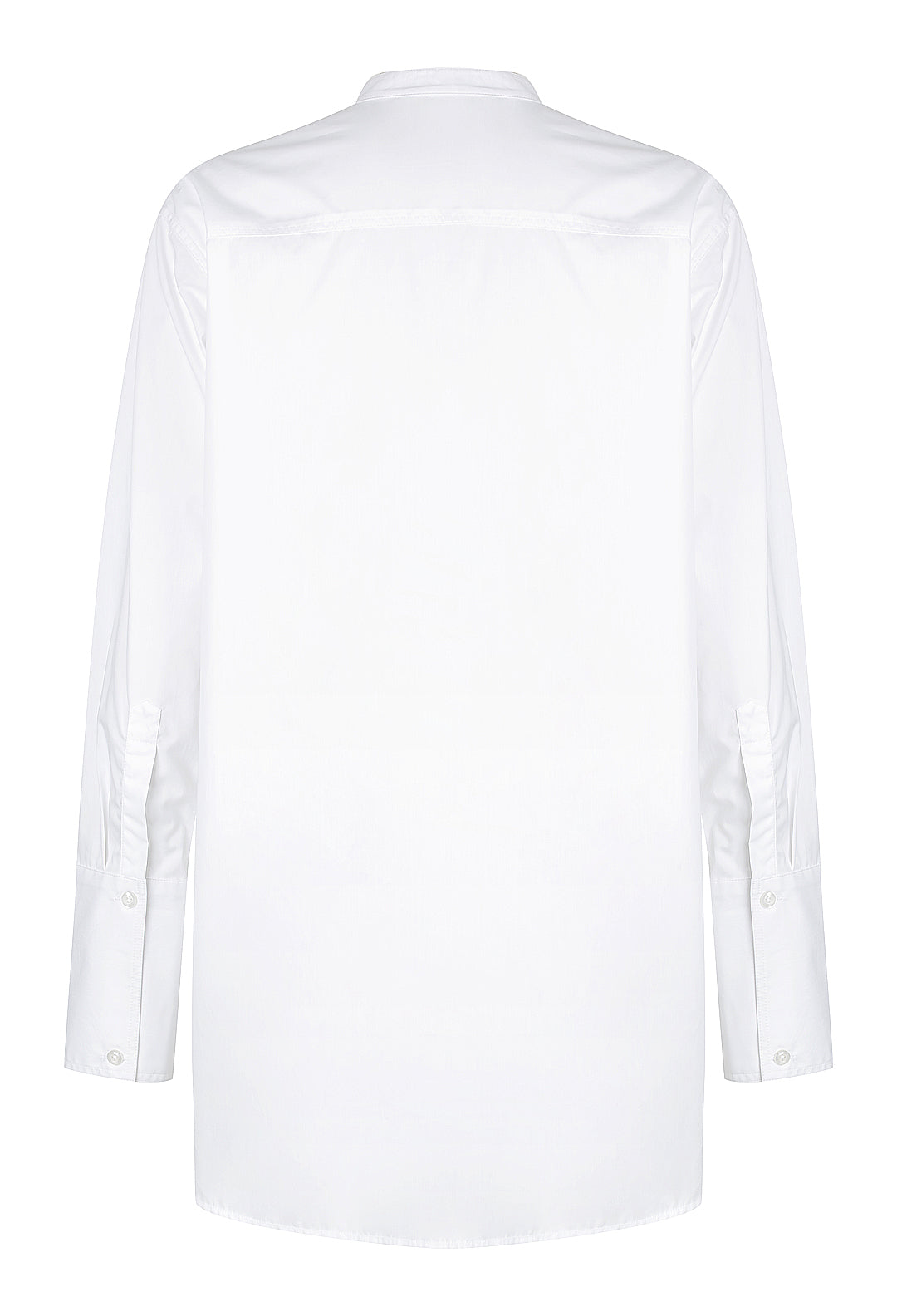 Collarless long sleeve shirt White