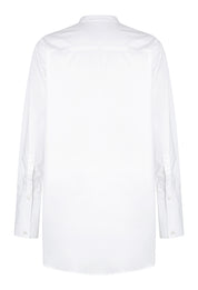 Collarless long sleeve shirt White