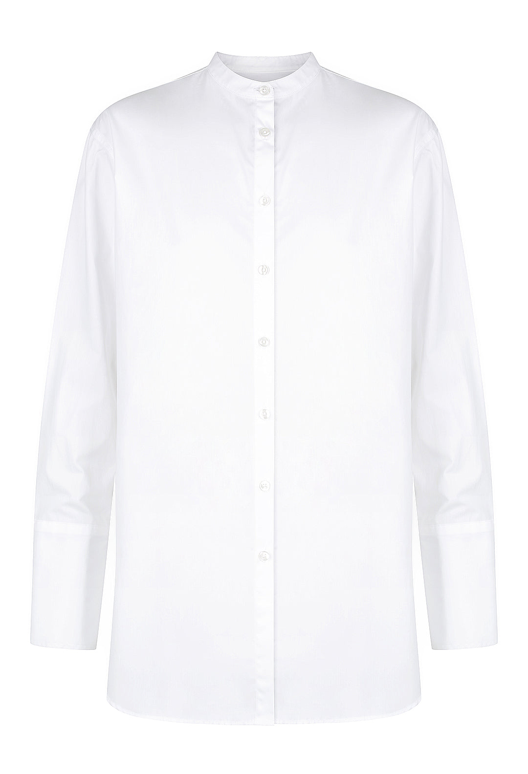 Collarless long sleeve shirt White