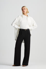 Signature Relaxed Tailored Trouser, Black Twill Tencel