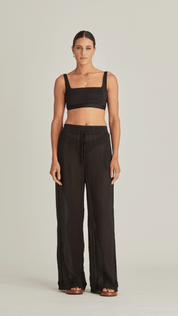 Essential Resort Pant, Black Silk Crinkle