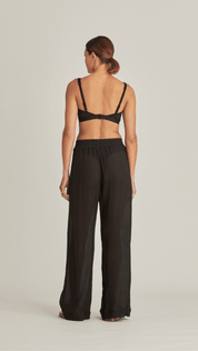 Essential Resort Pant, Black Silk Crinkle