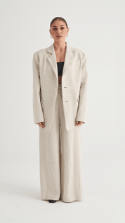 Essential Wide Leg Linen Pant, Ecru Washed Linen