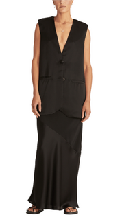 Resort Suit Vest, Black Satin