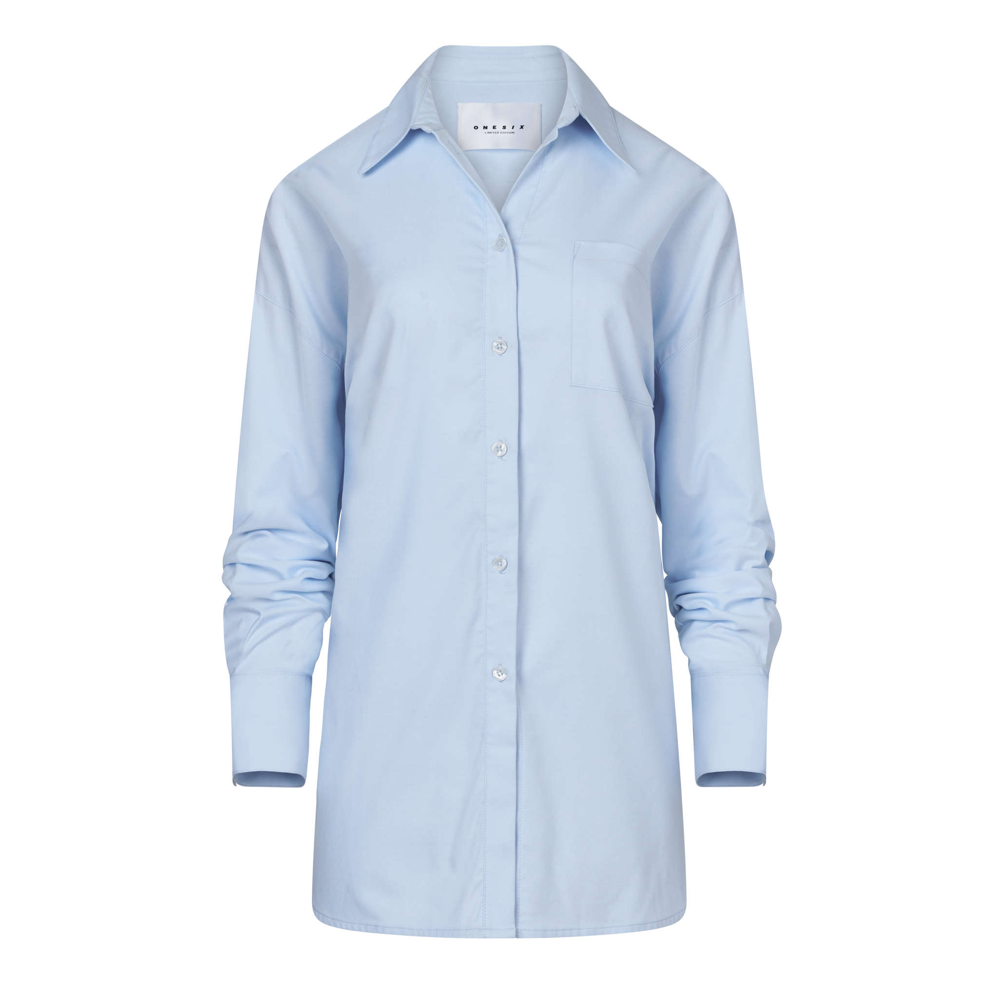 Signature Relaxed Monogram Cotton Shirt, Oxford Blue