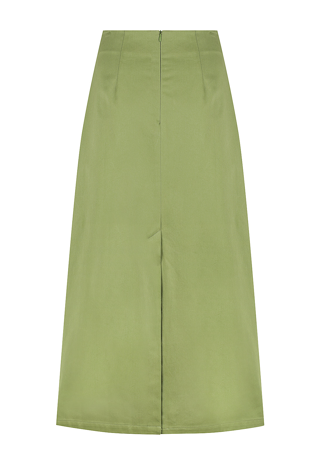 Cotton Canvas Midi Skirt Olive