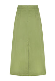 Cotton Canvas Midi Skirt Olive