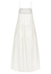 Cotton Gathered Maxi Dress Natural