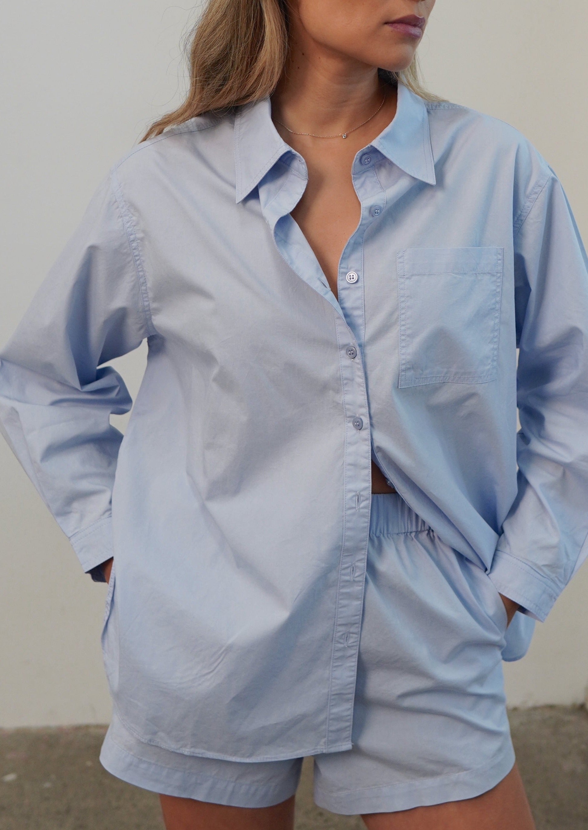 Daily Set Cotton Shirt - Blue