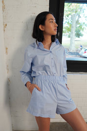 Daily Set Cotton Shirt - Blue