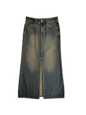 Denim Maxi Skirt - Dirty Wash