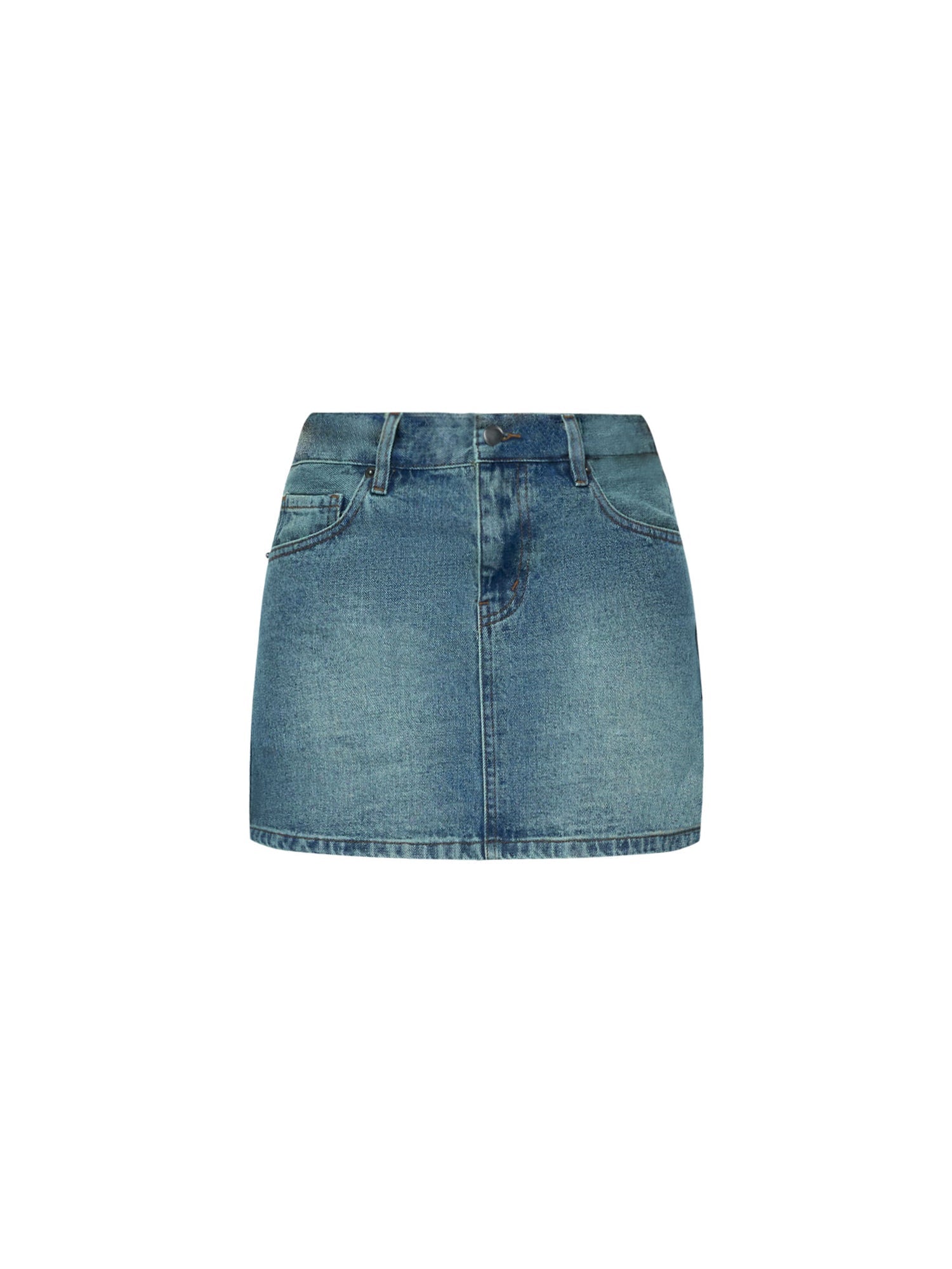 Denim Mini Skirt - Mid Wash Indigo